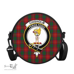 Scottish Chisholm Tartan Round Crossbody Bags - Round Purse with Family Crest Scottish Plaid Tartan Plaid - ScotsTee - scotstee.com