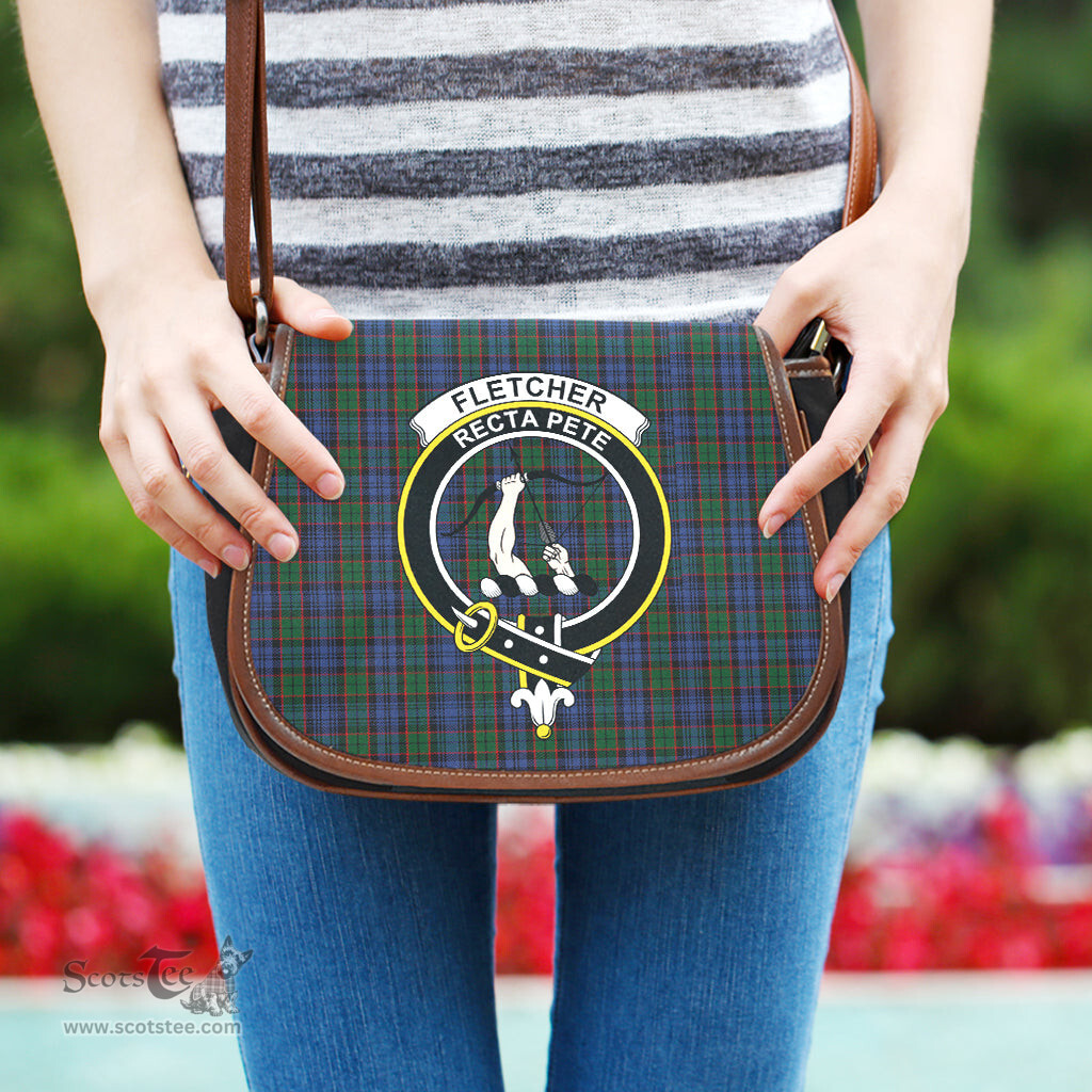 Scottish Fletcher Tartan Saddle Crossbody Bag with Family Crest Scottish Plaid Tartan Plaid - ScotsTee - scotstee.com