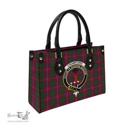 Scottish Crawford Tartan Leather Bag for Women with Family Crest Scottish Plaid Tartan Plaid - ScotsTee - scotstee.com