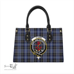 Scottish Clark Tartan Leather Bag for Women with Family Crest Scottish Plaid Tartan Plaid - ScotsTee - scotstee.com