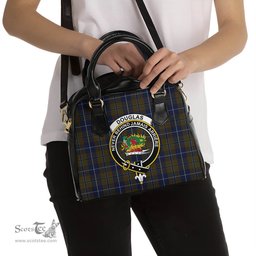 Scottish Douglas Brown Tartan Shoulder Handbags with Family Crest Scottish Plaid Tartan Plaid - ScotsTee - scotstee.com