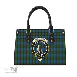 Scottish Fletcher of Dunans Tartan Leather Bag for Women with Family Crest Scottish Plaid Tartan Plaid - ScotsTee - scotstee.com