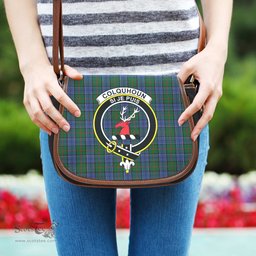 Scottish Colquhoun Tartan Saddle Crossbody Bag with Family Crest Scottish Plaid Tartan Plaid - ScotsTee - scotstee.com