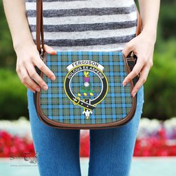 Scottish Fergusson Ancient Tartan Saddle Crossbody Bag with Family Crest Scottish Plaid Tartan Plaid - ScotsTee - scotstee.com