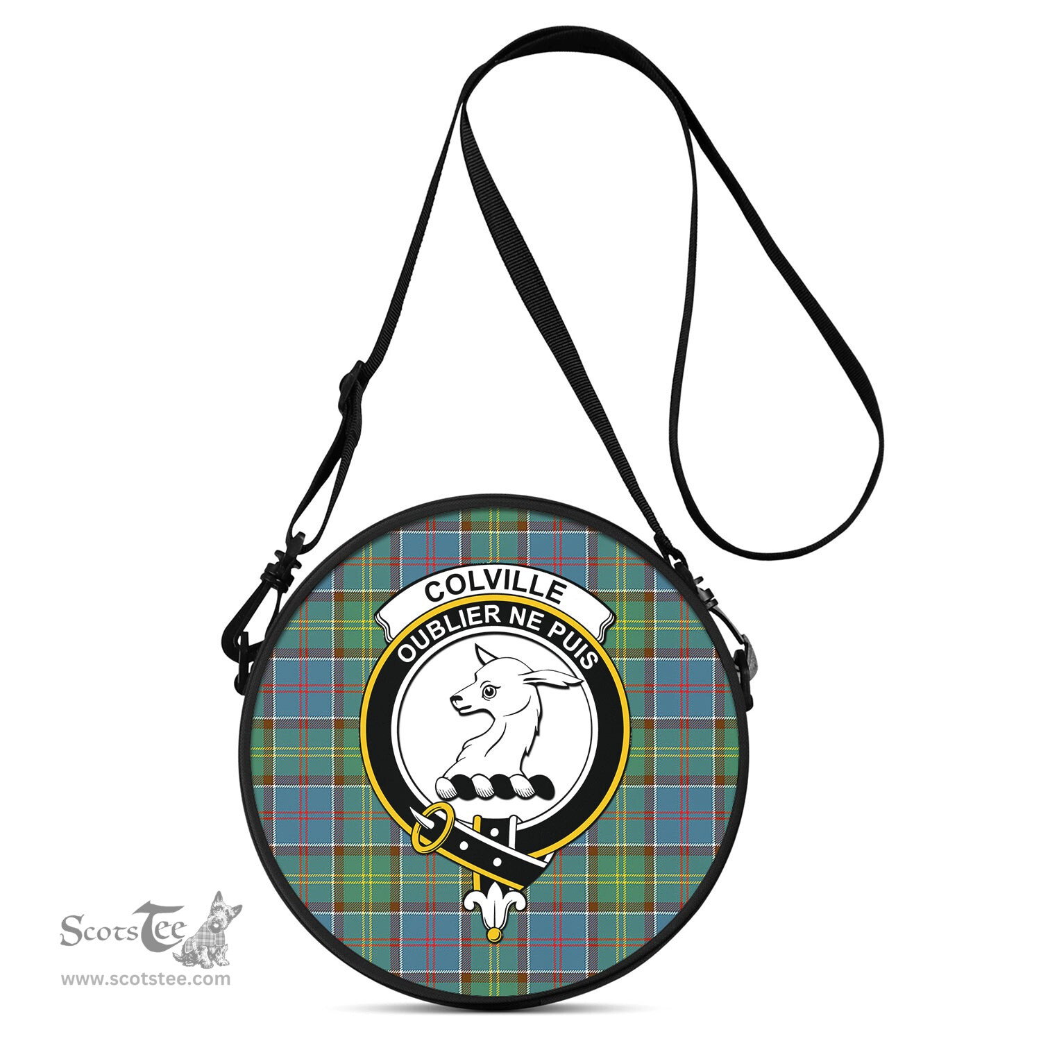 Scottish Colville Tartan Round Crossbody Bags - Round Purse with Family Crest Scottish Plaid Tartan Plaid - ScotsTee - scotstee.com