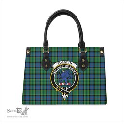 Scottish Forsyth Ancient Tartan Leather Bag for Women with Family Crest Scottish Plaid Tartan Plaid - ScotsTee - scotstee.com