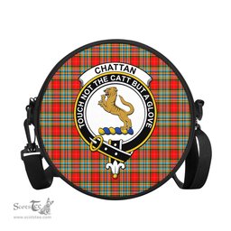 Scottish Chattan Tartan Round Crossbody Bags - Round Purse with Family Crest Scottish Plaid Tartan Plaid - ScotsTee - scotstee.com