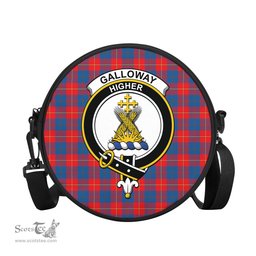 Scottish Galloway Red Tartan Round Crossbody Bags - Round Purse with Family Crest Scottish Plaid Tartan Plaid - ScotsTee - scotstee.com