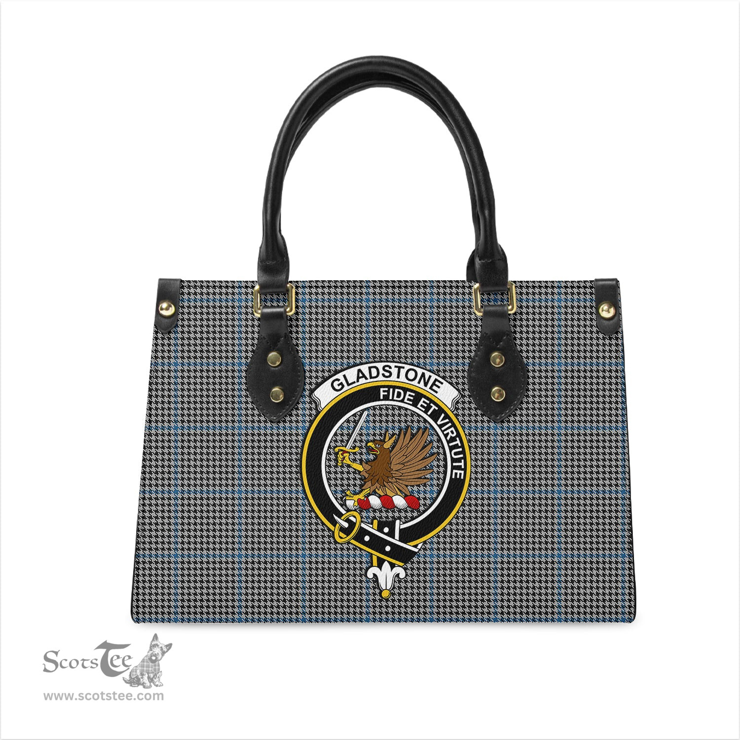 Scottish Gladstone Tartan Leather Bag for Women with Family Crest Scottish Plaid Tartan Plaid - ScotsTee - scotstee.com