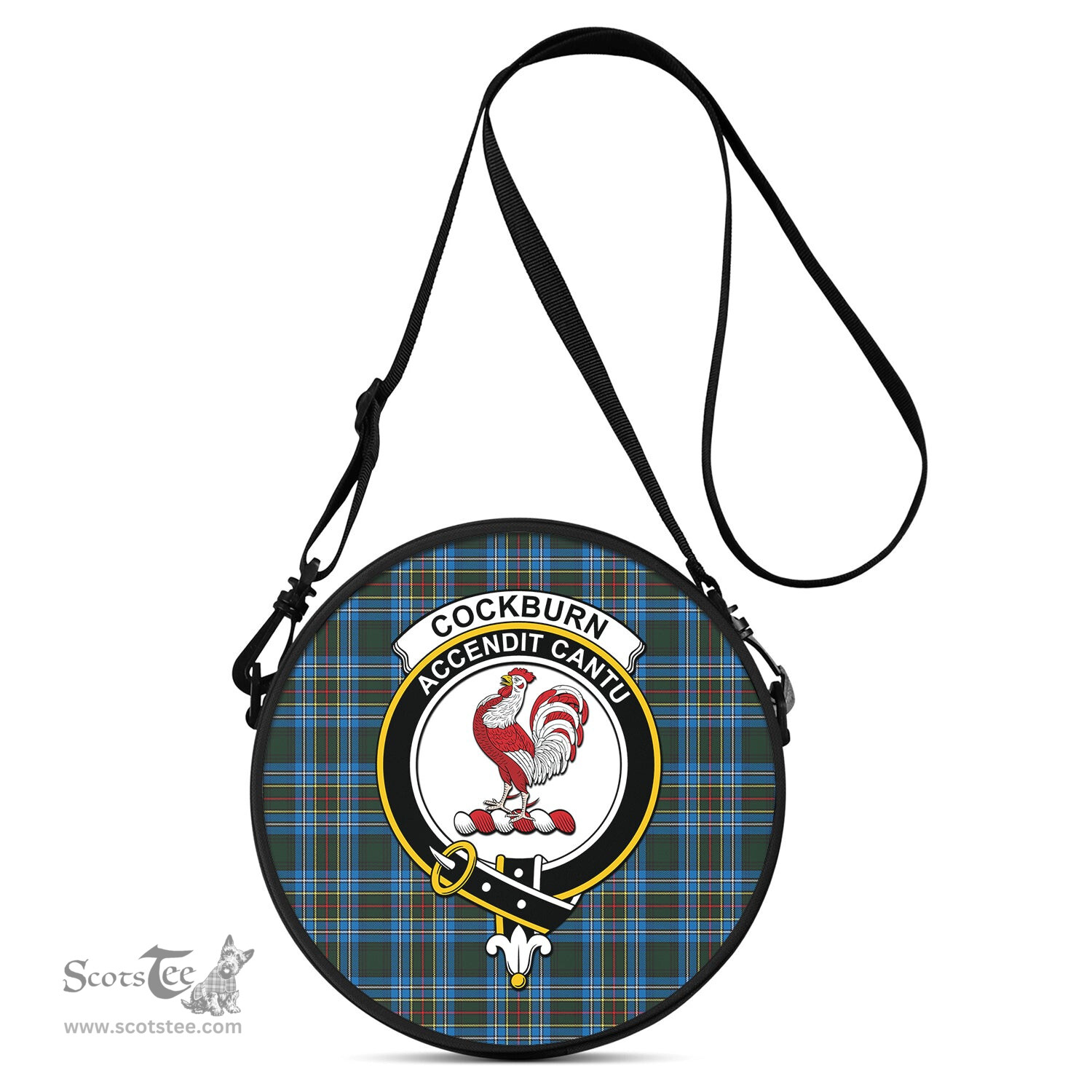 Scottish Cockburn Modern Tartan Round Crossbody Bags - Round Purse with Family Crest Scottish Plaid Tartan Plaid - ScotsTee - scotstee.com