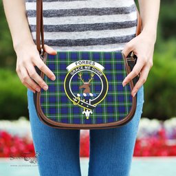 Scottish Forbes Modern Tartan Saddle Crossbody Bag with Family Crest Scottish Plaid Tartan Plaid - ScotsTee - scotstee.com