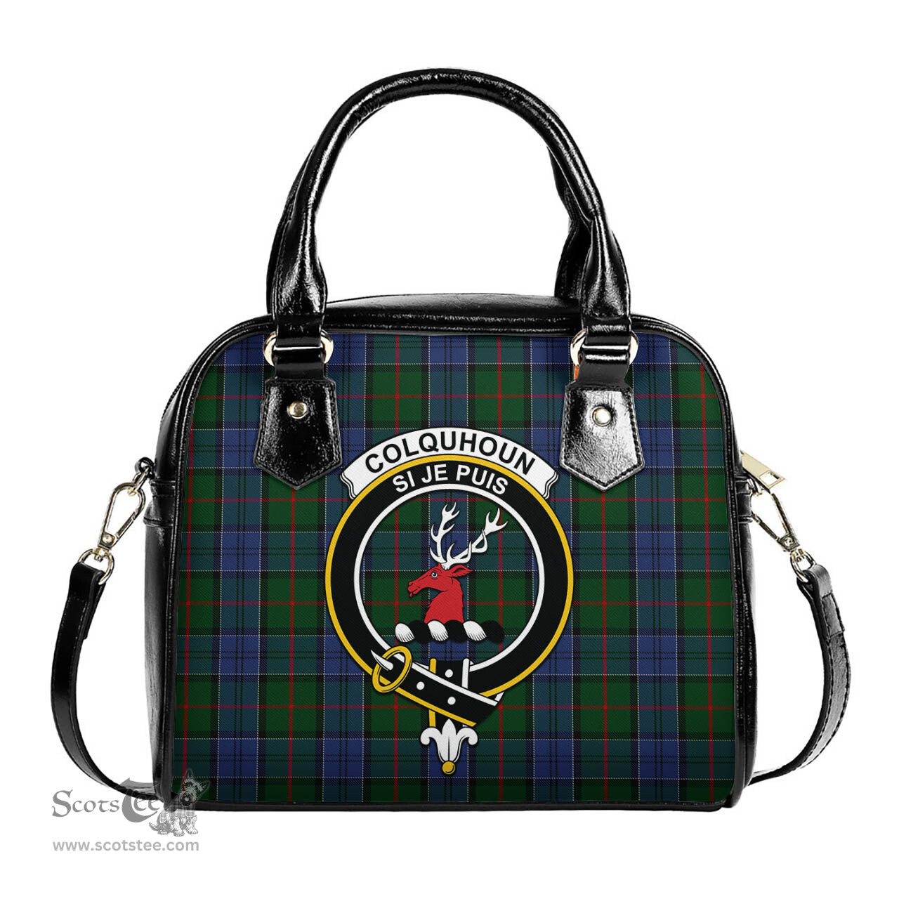 Scottish Colquhoun Tartan Shoulder Handbags with Family Crest Scottish Plaid Tartan Plaid - ScotsTee - scotstee.com