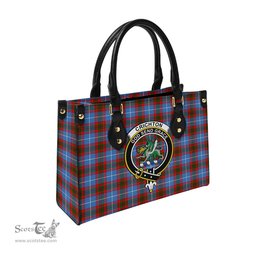 Scottish Crichton Tartan Leather Bag for Women with Family Crest Scottish Plaid Tartan Plaid - ScotsTee - scotstee.com