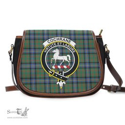 Scottish Cochrane Ancient Tartan Saddle Crossbody Bag with Family Crest Scottish Plaid Tartan Plaid - ScotsTee - scotstee.com
