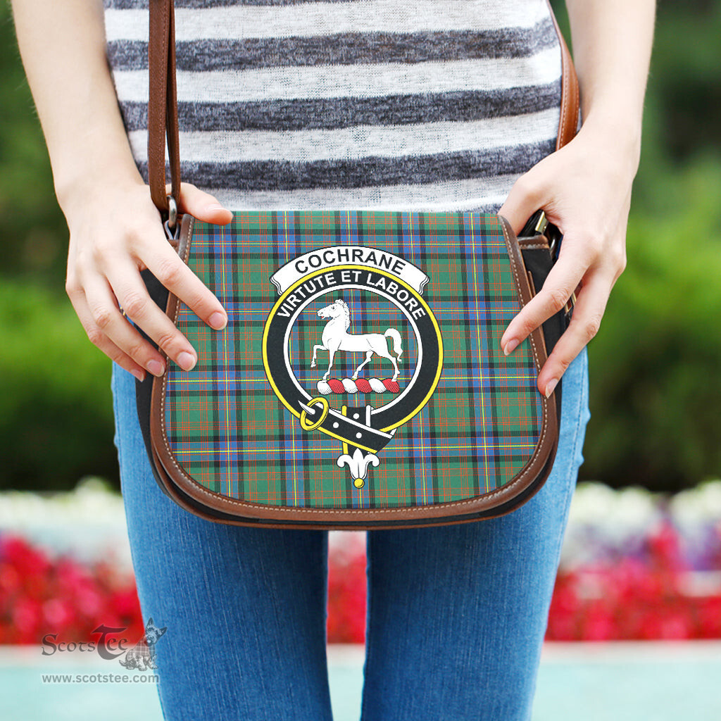 Scottish Cochrane Ancient Tartan Saddle Crossbody Bag with Family Crest Scottish Plaid Tartan Plaid - ScotsTee - scotstee.com