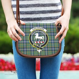 Scottish Cochrane Ancient Tartan Saddle Crossbody Bag with Family Crest Scottish Plaid Tartan Plaid - ScotsTee - scotstee.com