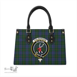 Scottish Colquhoun Tartan Leather Bag for Women with Family Crest Scottish Plaid Tartan Plaid - ScotsTee - scotstee.com