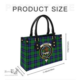 Scottish Graham of Menteith Modern Tartan Leather Bag for Women with Family Crest Scottish Plaid Tartan Plaid - ScotsTee - scotstee.com
