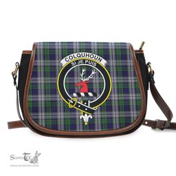 Scottish Colquhoun Dress Tartan Saddle Crossbody Bag with Family Crest Scottish Plaid Tartan Plaid - ScotsTee - scotstee.com