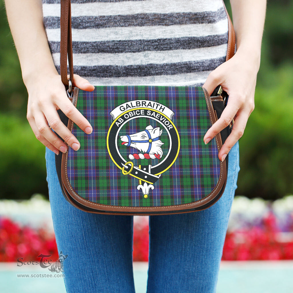 Scottish Galbraith Tartan Saddle Crossbody Bag with Family Crest Scottish Plaid Tartan Plaid - ScotsTee - scotstee.com