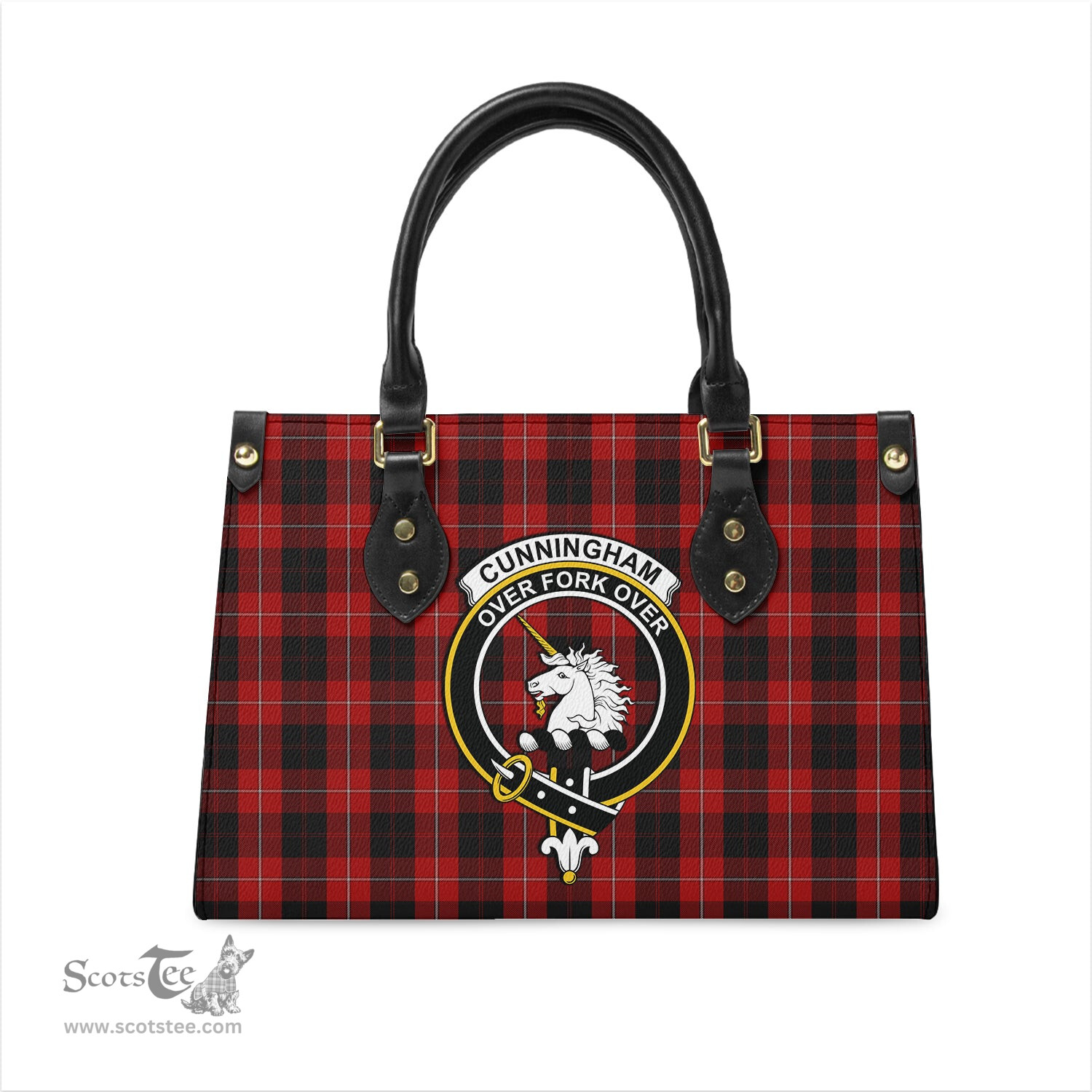Scottish Cunningham Tartan Leather Bag for Women with Family Crest Scottish Plaid Tartan Plaid - ScotsTee - scotstee.com