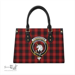 Scottish Cunningham Tartan Leather Bag for Women with Family Crest Scottish Plaid Tartan Plaid - ScotsTee - scotstee.com
