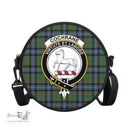 Scottish Cochrane Ancient Tartan Round Crossbody Bags - Round Purse with Family Crest Scottish Plaid Tartan Plaid - ScotsTee - scotstee.com