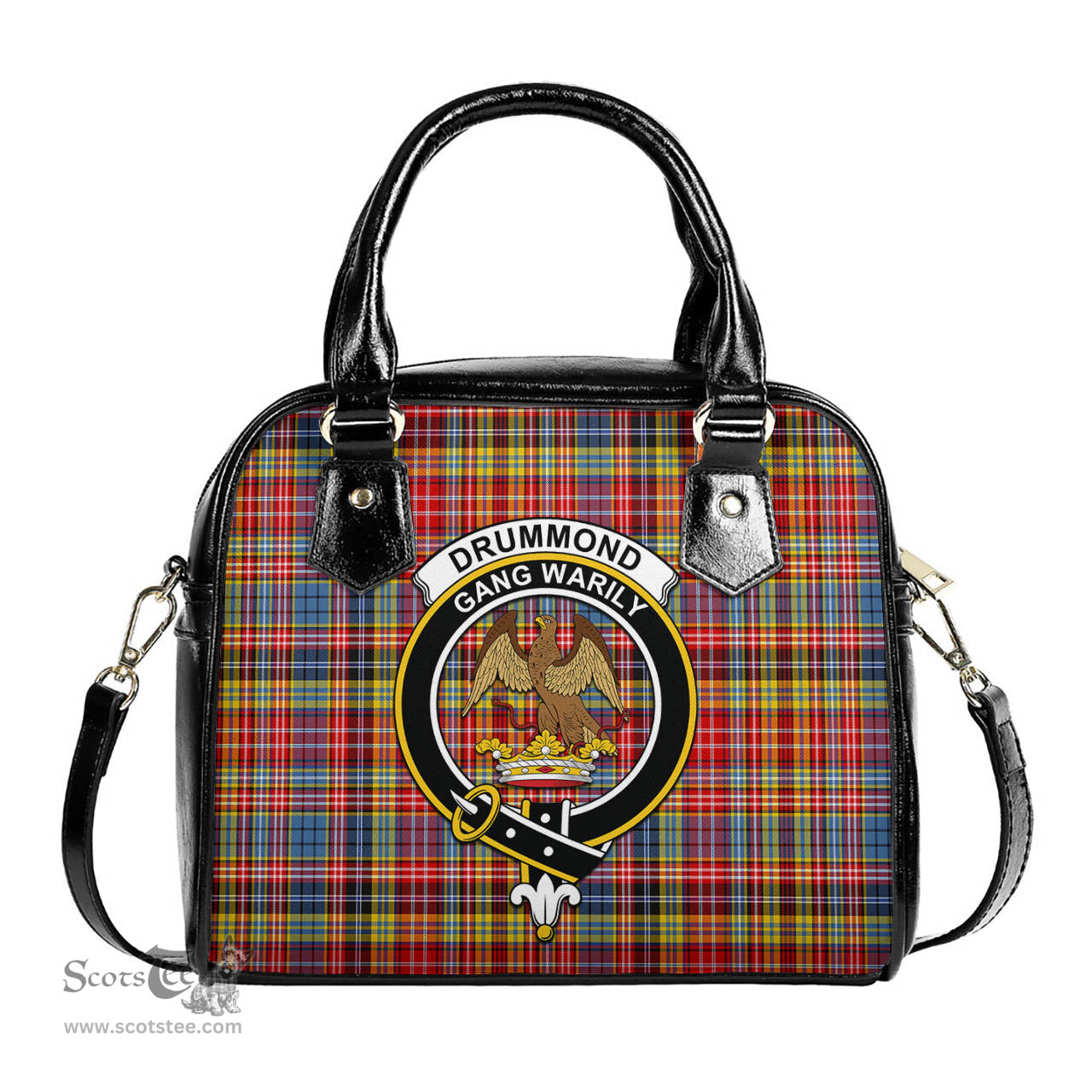 Scottish Drummond of Strathallan Modern Tartan Shoulder Handbags with Family Crest Scottish Plaid Tartan Plaid - ScotsTee - scotstee.com