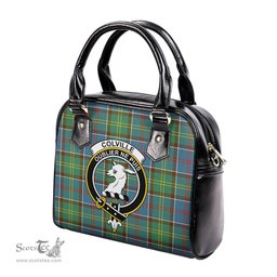 Scottish Colville Tartan Shoulder Handbags with Family Crest Scottish Plaid Tartan Plaid - ScotsTee - scotstee.com