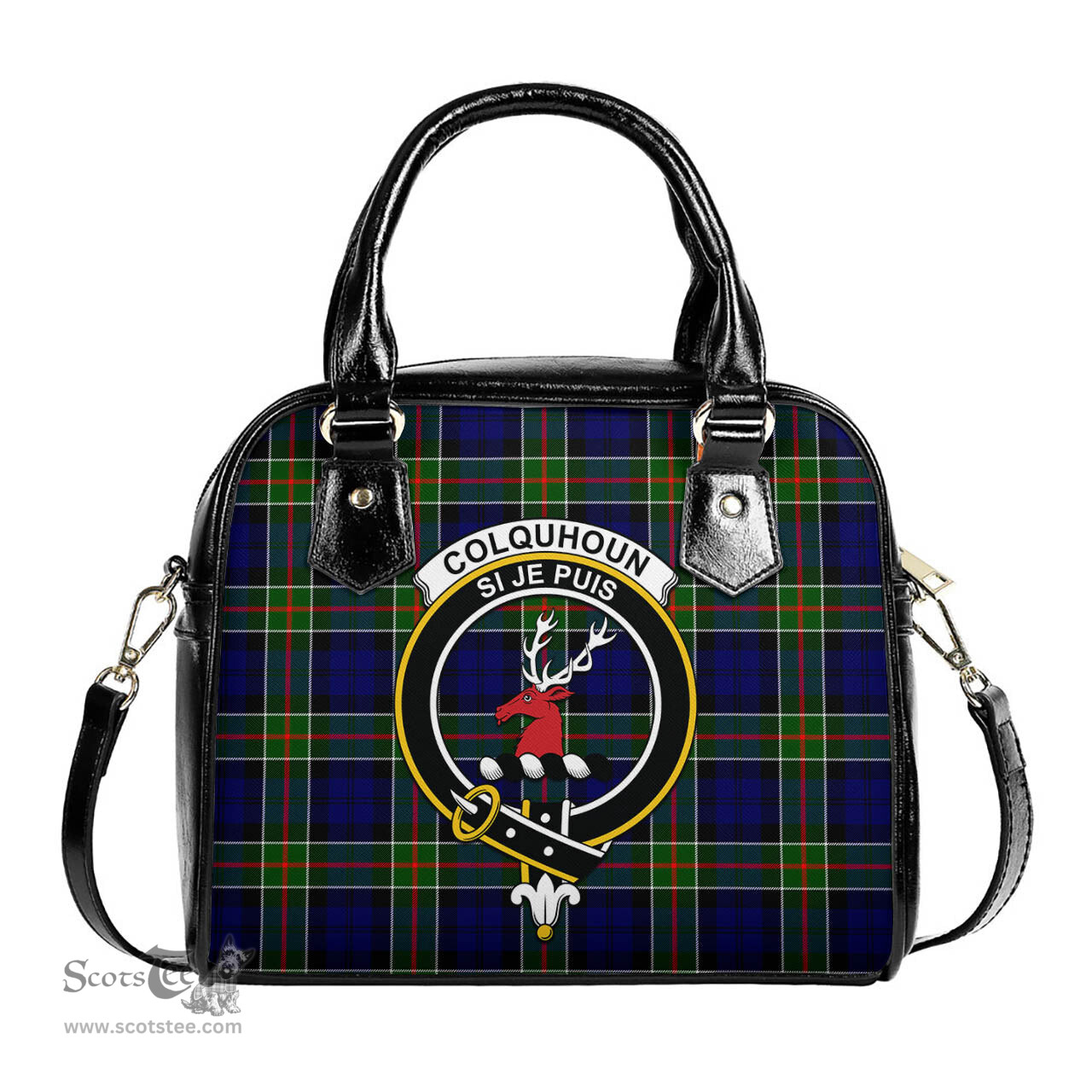 Scottish Colquhoun Modern Tartan Shoulder Handbags with Family Crest Scottish Plaid Tartan Plaid - ScotsTee - scotstee.com