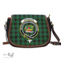 Scottish Douglas Black Tartan Saddle Crossbody Bag with Family Crest Scottish Plaid Tartan Plaid - ScotsTee - scotstee.com