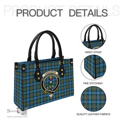Scottish Fergusson Ancient Tartan Leather Bag for Women with Family Crest Scottish Plaid Tartan Plaid - ScotsTee - scotstee.com
