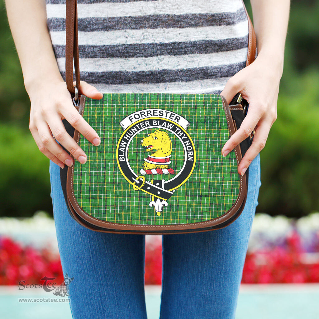 Scottish Forrester or Foster Hunting Tartan Saddle Crossbody Bag with Family Crest Scottish Plaid Tartan Plaid - ScotsTee - scotstee.com