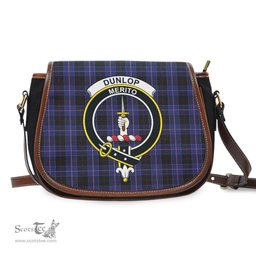 Scottish Dunlop Tartan Saddle Crossbody Bag with Family Crest Scottish Plaid Tartan Plaid - ScotsTee - scotstee.com