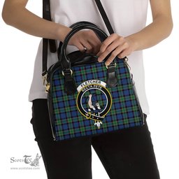 Scottish Fletcher Ancient Tartan Shoulder Handbags with Family Crest Scottish Plaid Tartan Plaid - ScotsTee - scotstee.com