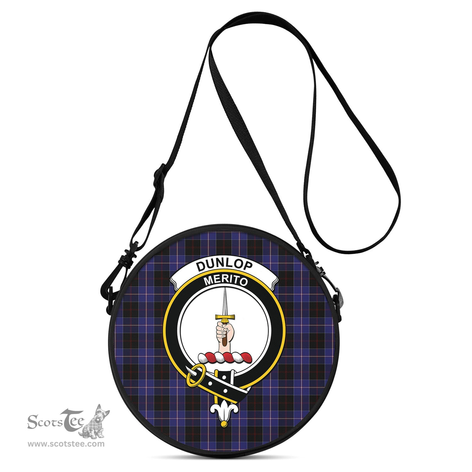 Scottish Dunlop Tartan Round Crossbody Bags - Round Purse with Family Crest Scottish Plaid Tartan Plaid - ScotsTee - scotstee.com