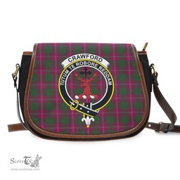 Scottish Crawford Tartan Saddle Crossbody Bag with Family Crest Scottish Plaid Tartan Plaid - ScotsTee - scotstee.com