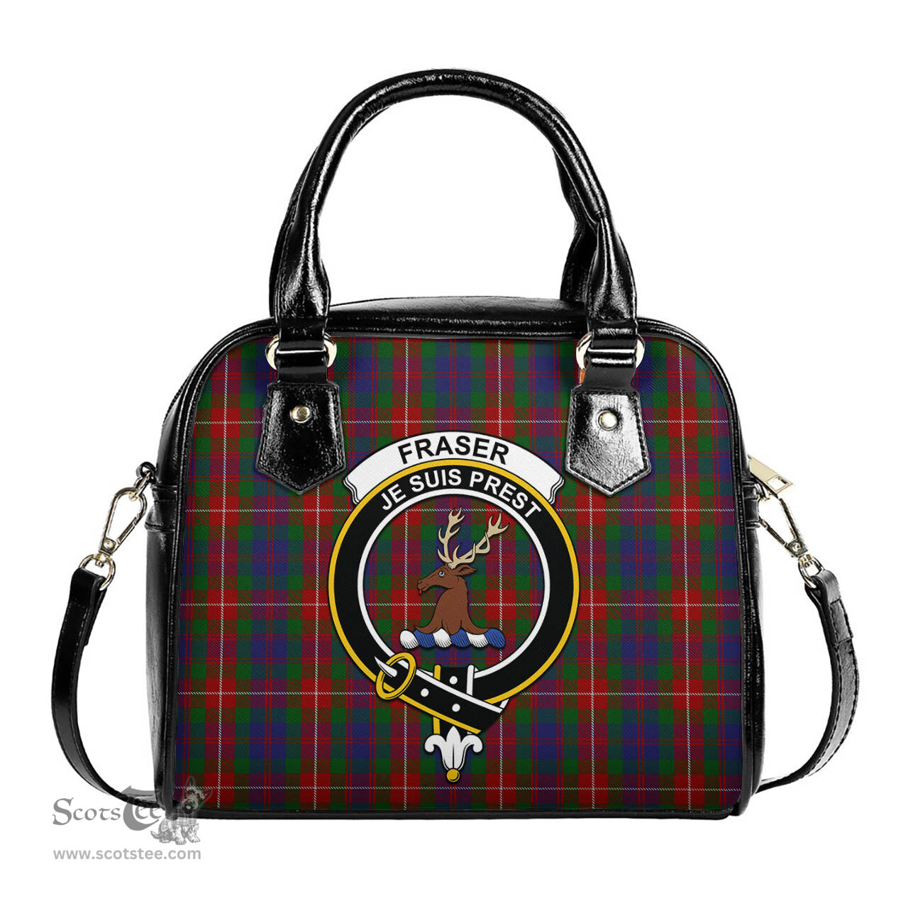 Scottish Fraser of Lovat Tartan Shoulder Handbags with Family Crest Scottish Plaid Tartan Plaid - ScotsTee - scotstee.com