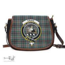 Scottish Craig Ancient Tartan Saddle Crossbody Bag with Family Crest Scottish Plaid Tartan Plaid - ScotsTee - scotstee.com