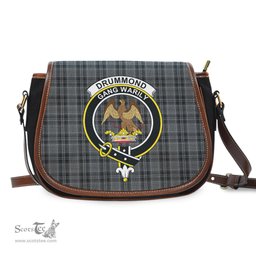 Scottish Drummond Grey Tartan Saddle Crossbody Bag with Family Crest Scottish Plaid Tartan Plaid - ScotsTee - scotstee.com