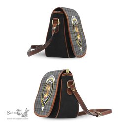 Scottish Drummond Grey Tartan Saddle Crossbody Bag with Family Crest Scottish Plaid Tartan Plaid - ScotsTee - scotstee.com
