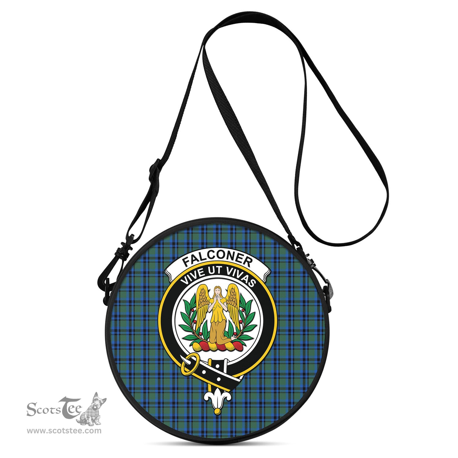Scottish Falconer Tartan Round Crossbody Bags - Round Purse with Family Crest Scottish Plaid Tartan Plaid - ScotsTee - scotstee.com
