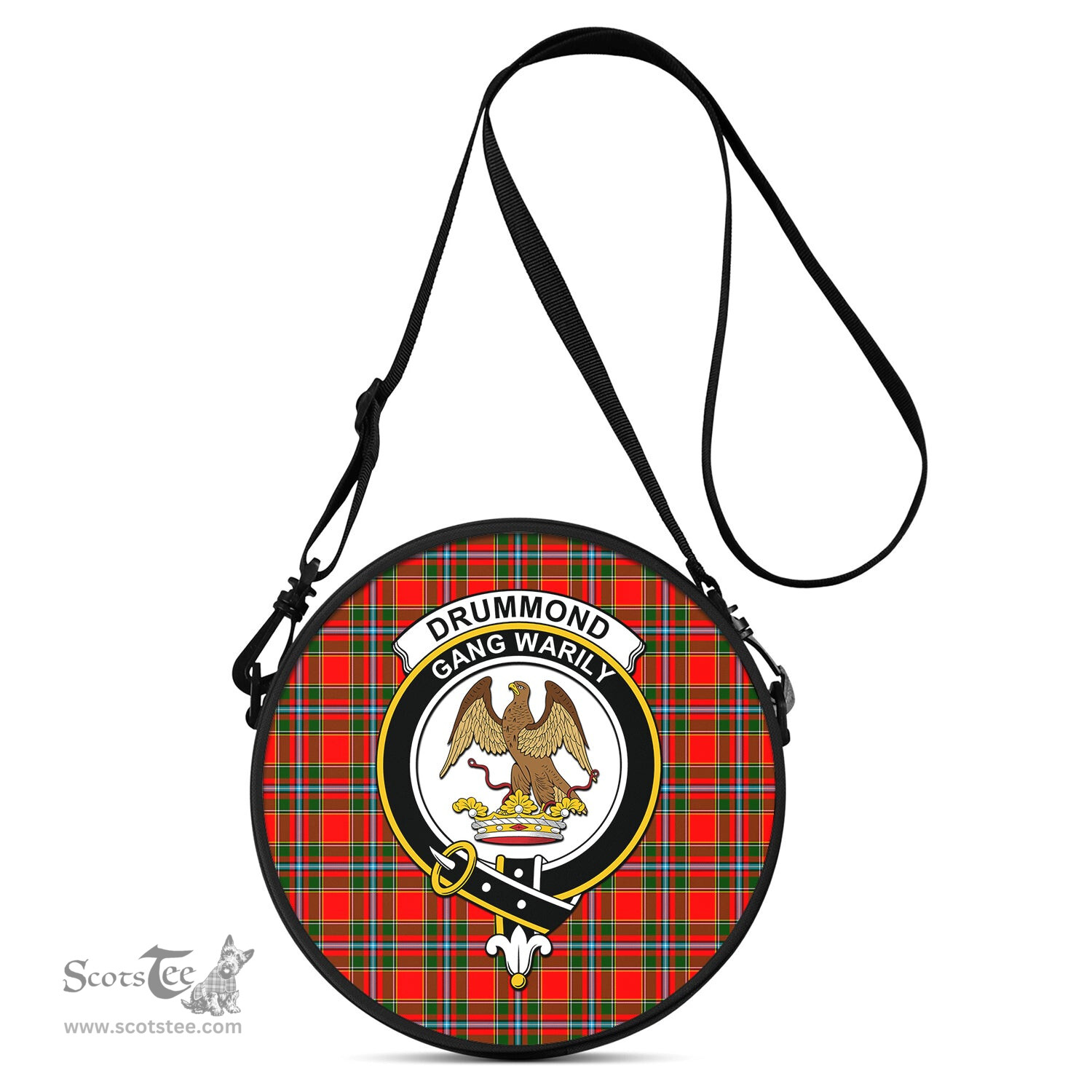 Scottish Drummond of Perth Tartan Round Crossbody Bags - Round Purse with Family Crest Scottish Plaid Tartan Plaid - ScotsTee - scotstee.com