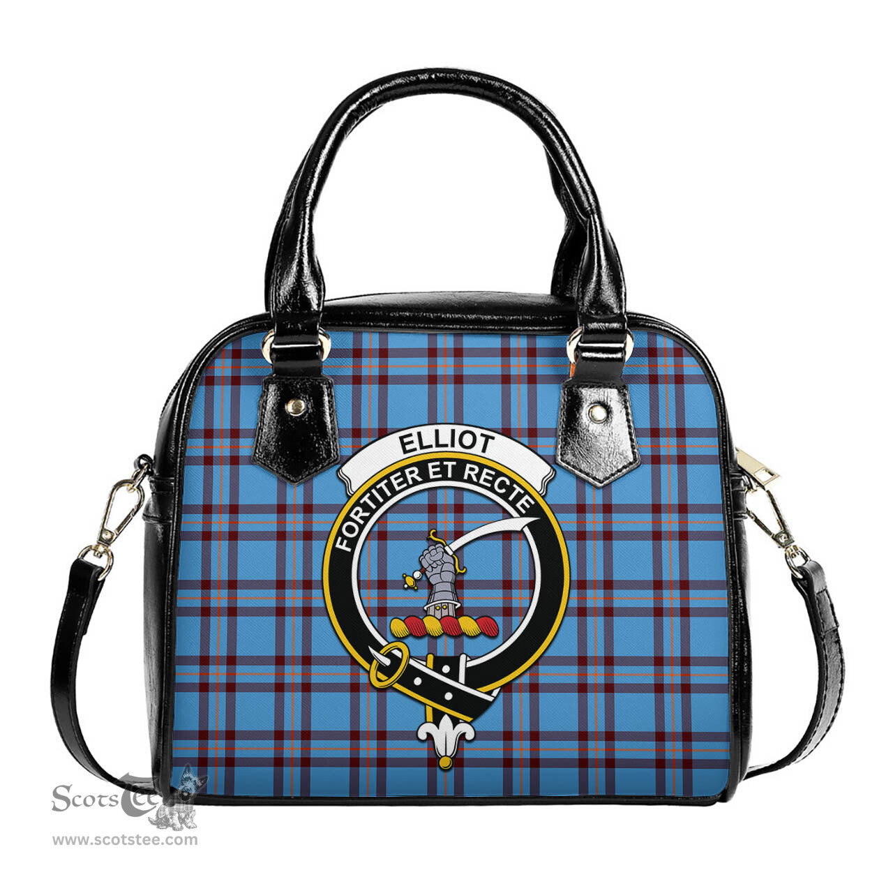 Scottish Elliot Ancient Tartan Shoulder Handbags with Family Crest Scottish Plaid Tartan Plaid - ScotsTee - scotstee.com