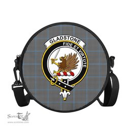 Scottish Gladstone Tartan Round Crossbody Bags - Round Purse with Family Crest Scottish Plaid Tartan Plaid - ScotsTee - scotstee.com