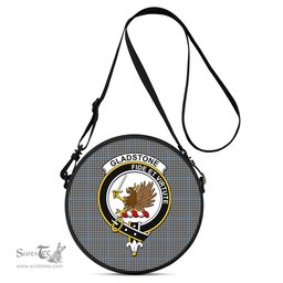 Scottish Gladstone Tartan Round Crossbody Bags - Round Purse with Family Crest Scottish Plaid Tartan Plaid - ScotsTee - scotstee.com