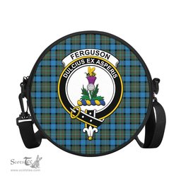 Scottish Fergusson Ancient Tartan Round Crossbody Bags - Round Purse with Family Crest Scottish Plaid Tartan Plaid - ScotsTee - scotstee.com