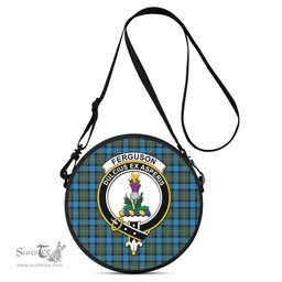 Scottish Fergusson Ancient Tartan Round Crossbody Bags - Round Purse with Family Crest Scottish Plaid Tartan Plaid - ScotsTee - scotstee.com