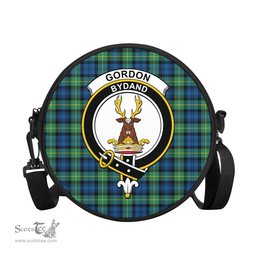Scottish Gordon Ancient Tartan Round Crossbody Bags - Round Purse with Family Crest Scottish Plaid Tartan Plaid - ScotsTee - scotstee.com