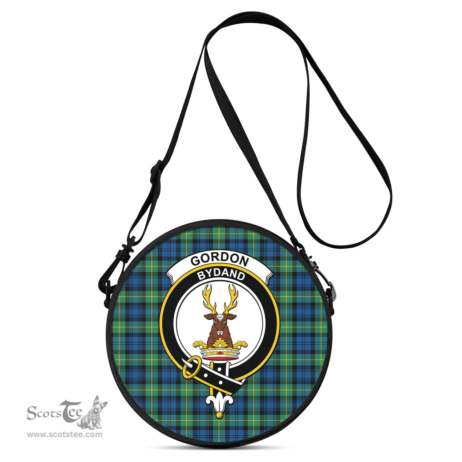 Scottish Gordon Ancient Tartan Round Crossbody Bags - Round Purse with Family Crest Scottish Plaid Tartan Plaid - ScotsTee - scotstee.com